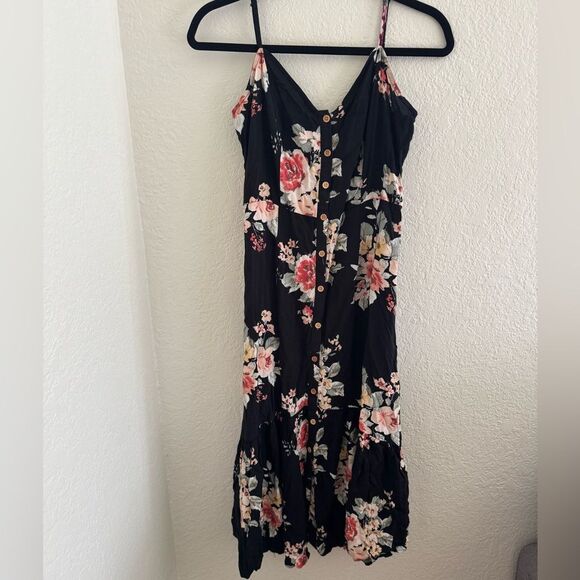 Mimi Chica Pink and Orange Ruffled Tiered Maxi Dress - Picture 1 of 7